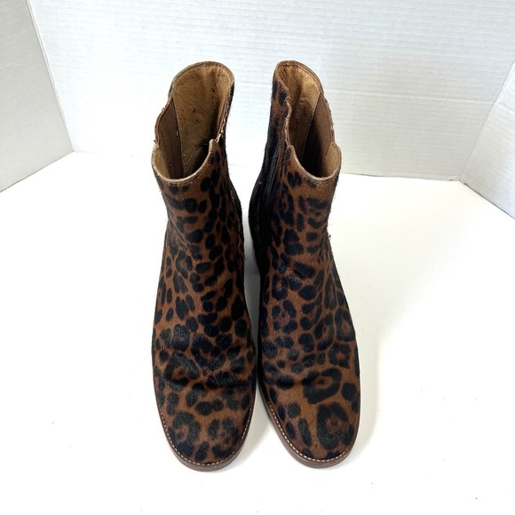 Madewell The Autumn High Leopard Calf Hair Chelsea Boots Women's Sz 9.5 Office - Picture 3 of 11